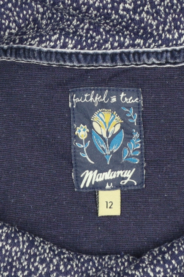Mantaray Women Blue Cowl Neck Knit Tunic Blouse Size 12