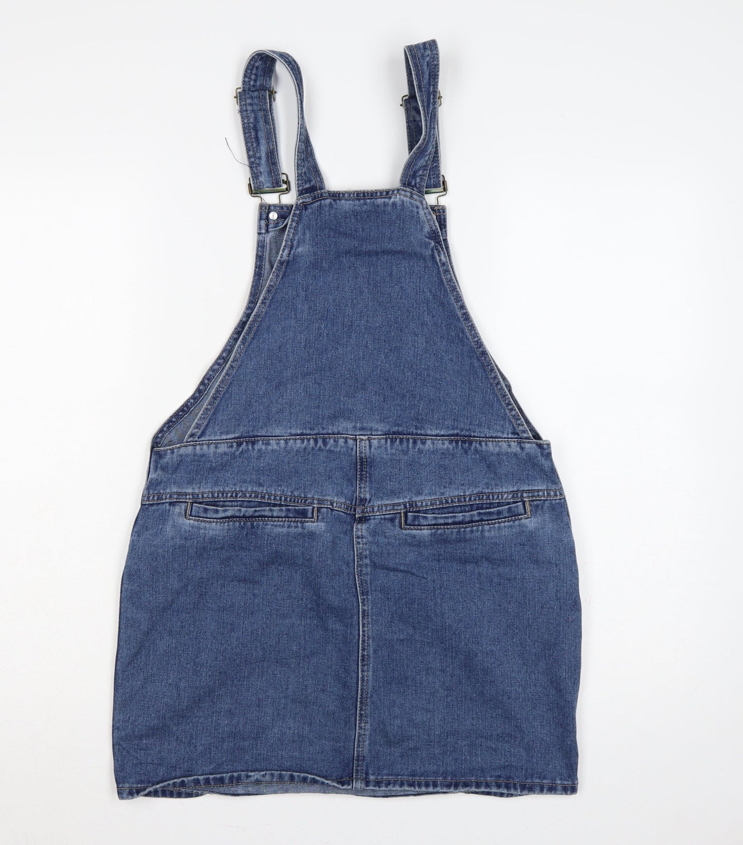 Denim Co. Women Blue UK 10 Denim Pinafore Mini Dress Pockets