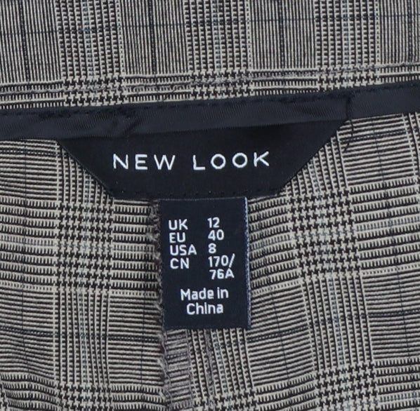 New Look Women’s Brown Check Wide-Leg Trousers UK 12 Smart Workwear