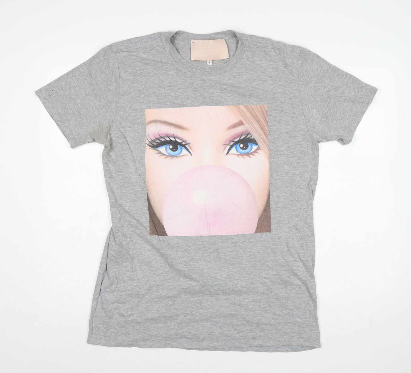 Missguided Women Grey UK 14 Barbie Graphic Crew Neck Stretch T-Shirt