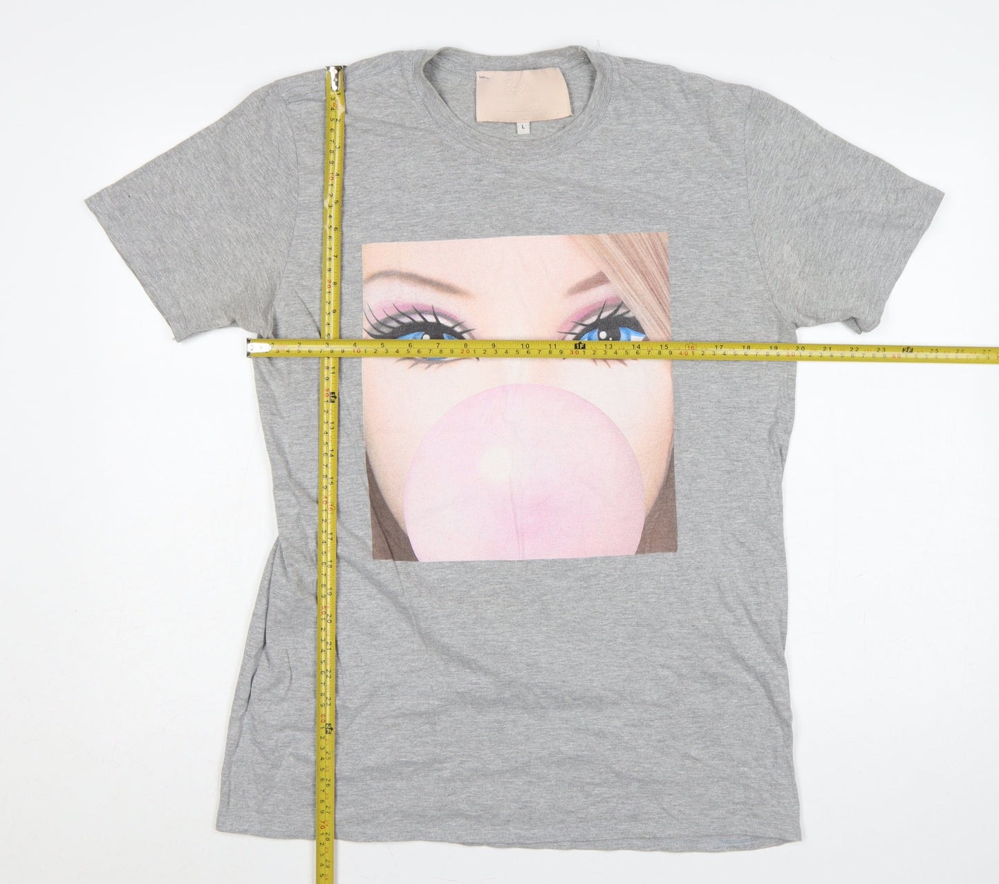 Missguided Women Grey UK 14 Barbie Graphic Crew Neck Stretch T-Shirt