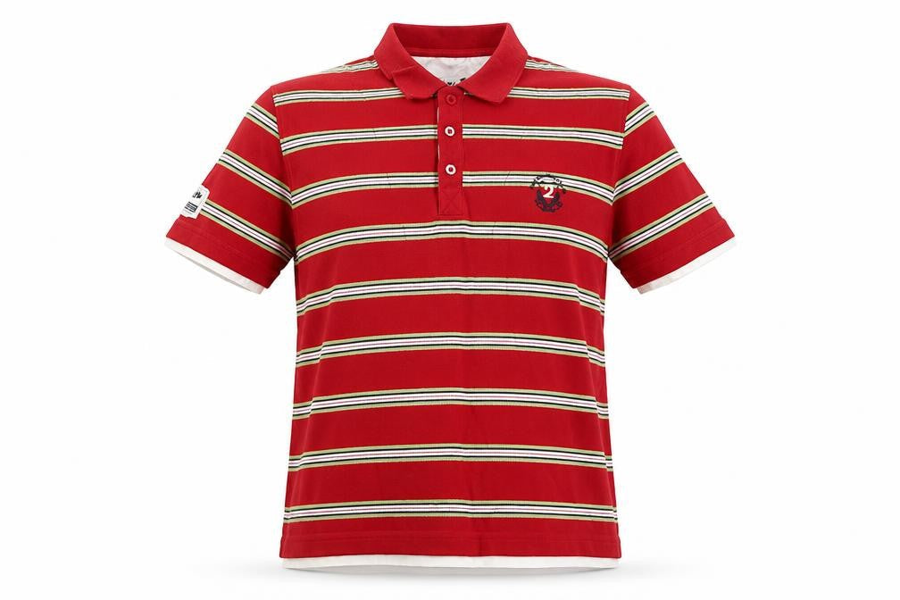 Next Men's Red Striped Cotton Polo Shirt L Embroidered Logo