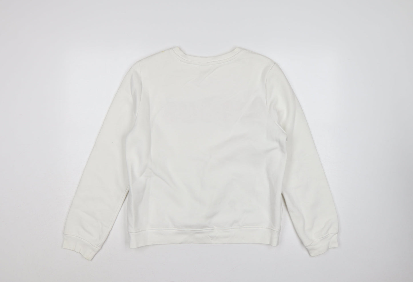 H&M Women’s White M Bisous Graphic Embroidered Crew Neck Sweatshirt
