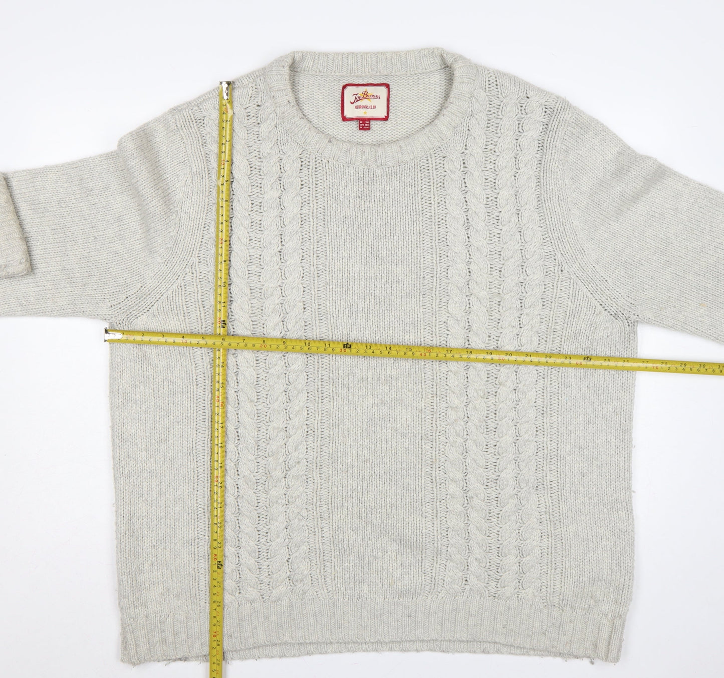 Joe Browns Men’s Ivory 2XL Cable Knit Wool Blend Crew Neck Jumper