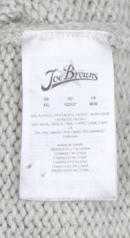 Joe Browns Men’s Ivory 2XL Cable Knit Wool Blend Crew Neck Jumper