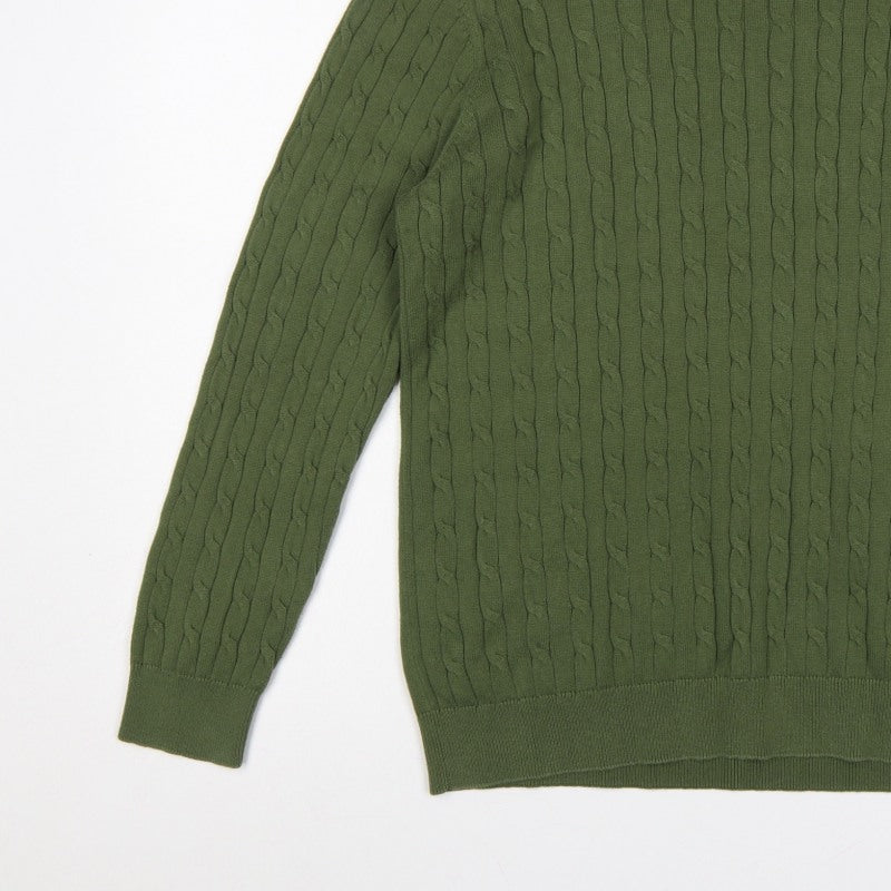 Additional view of Racing Green Men’s Green L Cable-Knit Crew Neck jumper