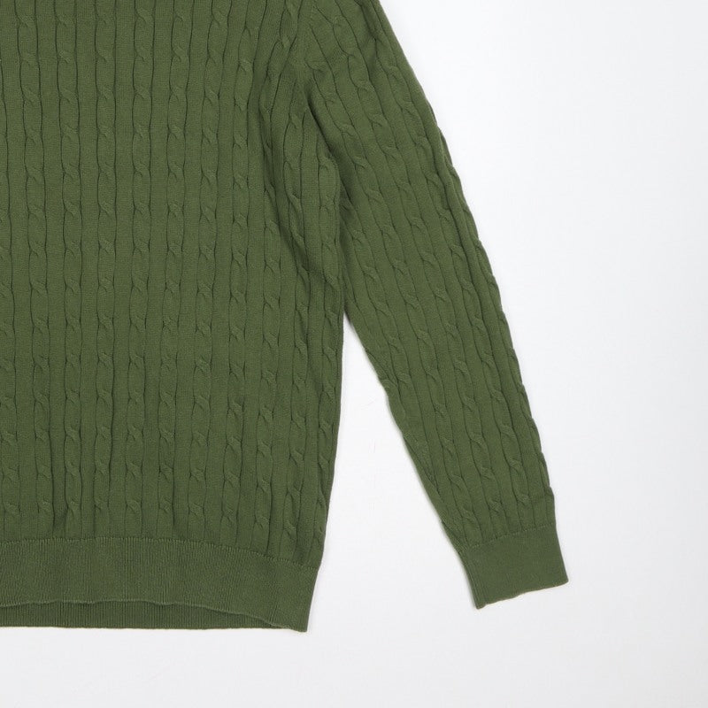 Additional view of Racing Green Men’s Green L Cable-Knit Crew Neck jumper
