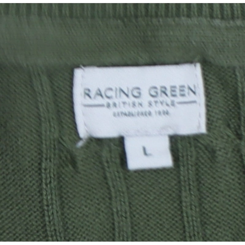 Additional view of Racing Green Men’s Green L Cable-Knit Crew Neck jumper