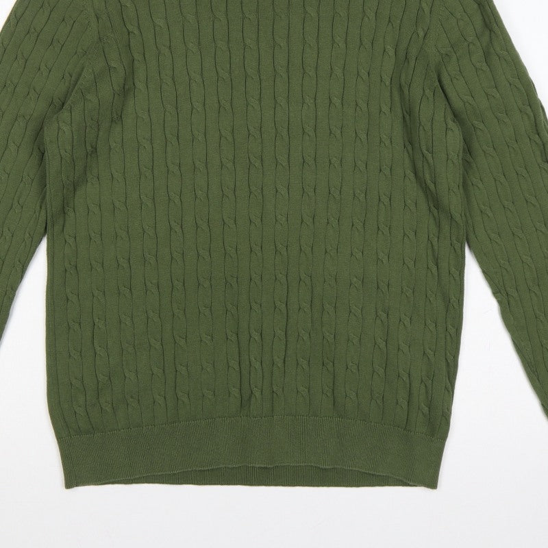 Additional view of Racing Green Men’s Green L Cable-Knit Crew Neck jumper