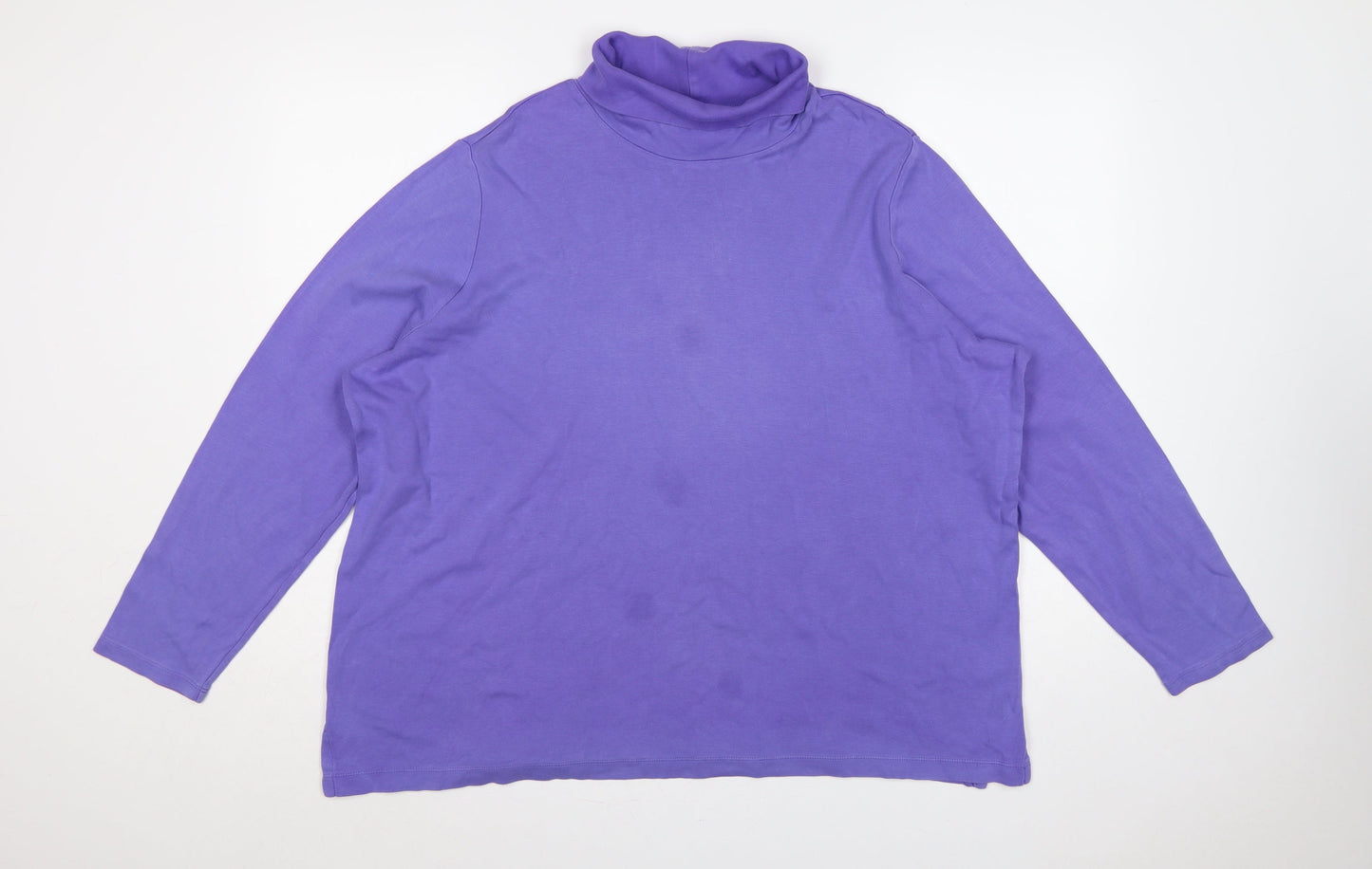 Lands' End Women Purple UK 24/26 Basic Roll Neck Cotton Top
