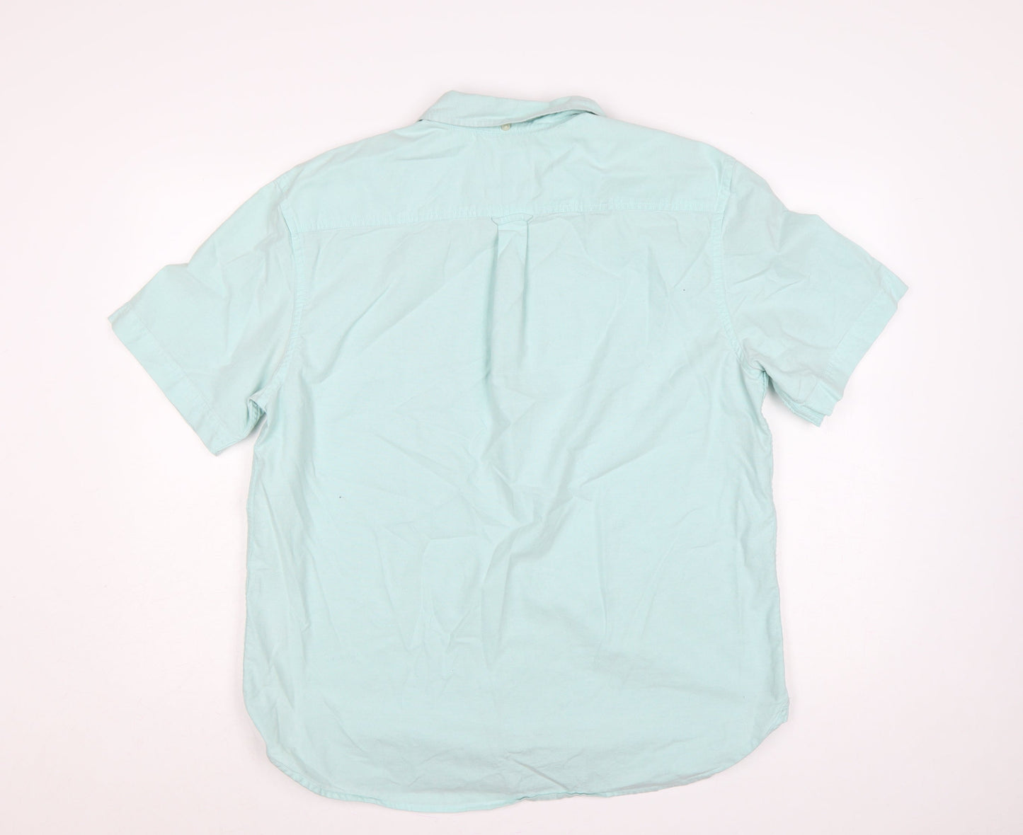 Marks and Spencer Men Green L Regular Cotton Button-Down Shirt