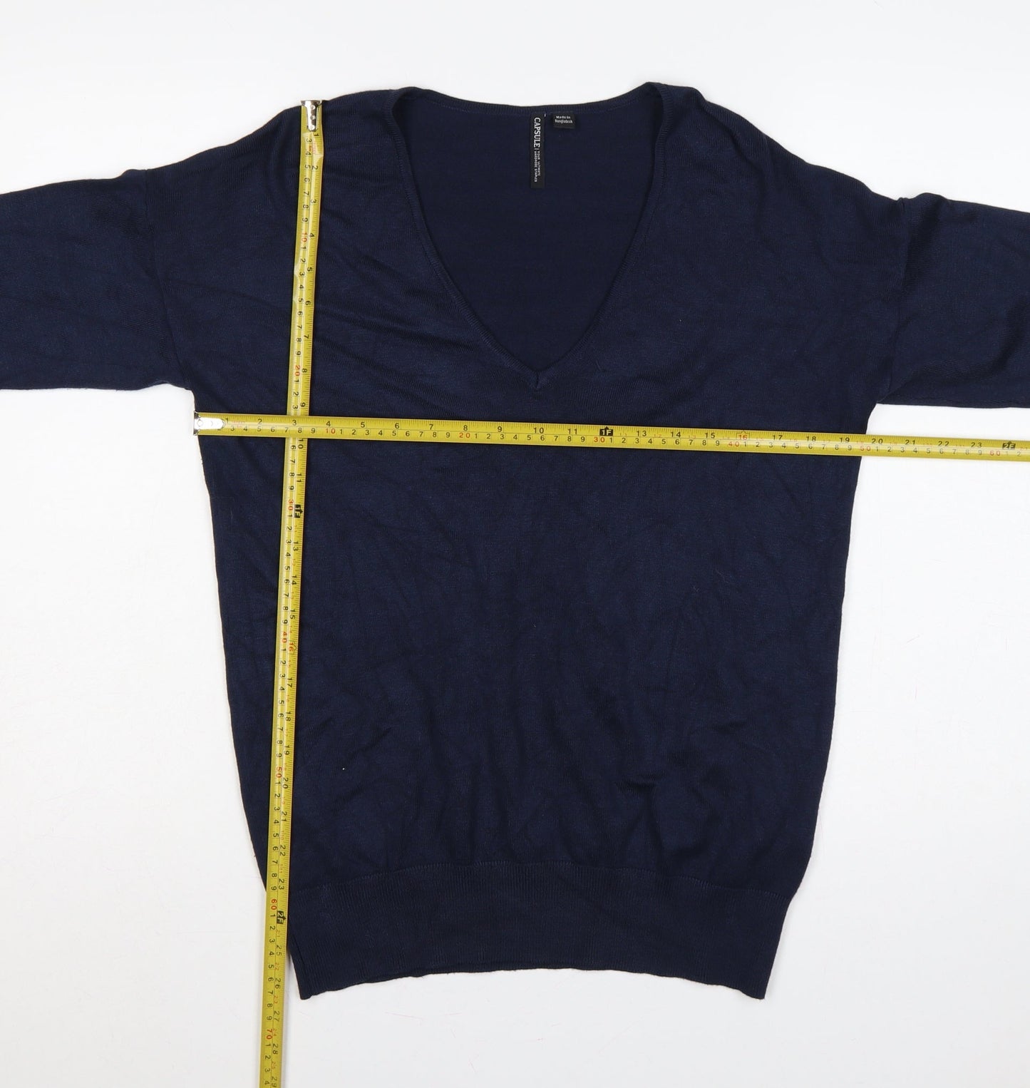 Capsule Women Blue UK 12 V-Neck Lightweight Knit Pullover Jumper