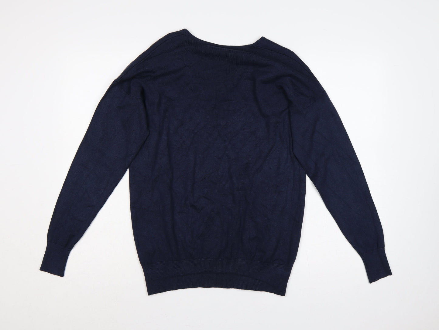 Capsule Women Blue UK 12 V-Neck Lightweight Knit Pullover Jumper