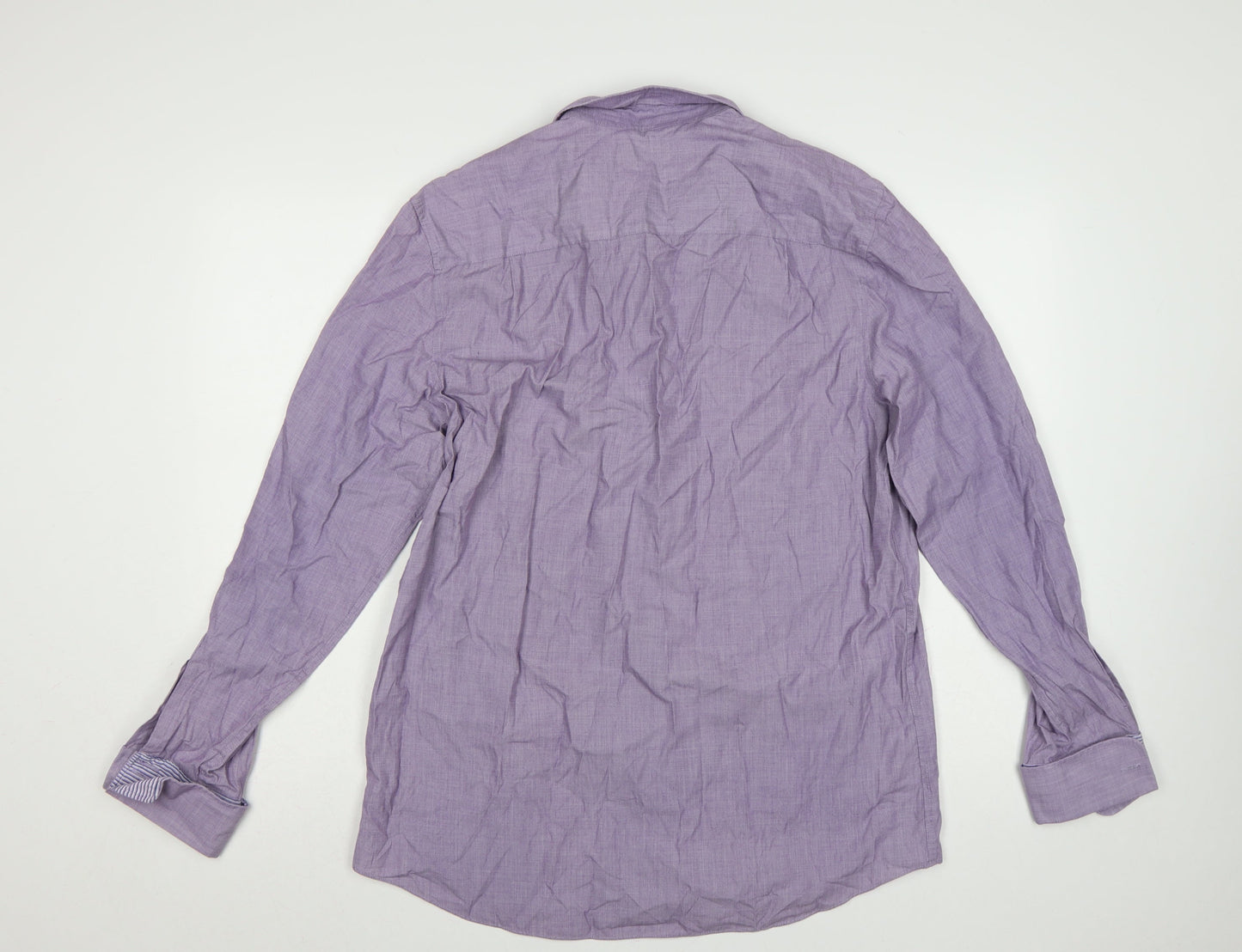 Next Men's Purple 16.5 Regular Fit Cotton Linen Formal Dress Shirt