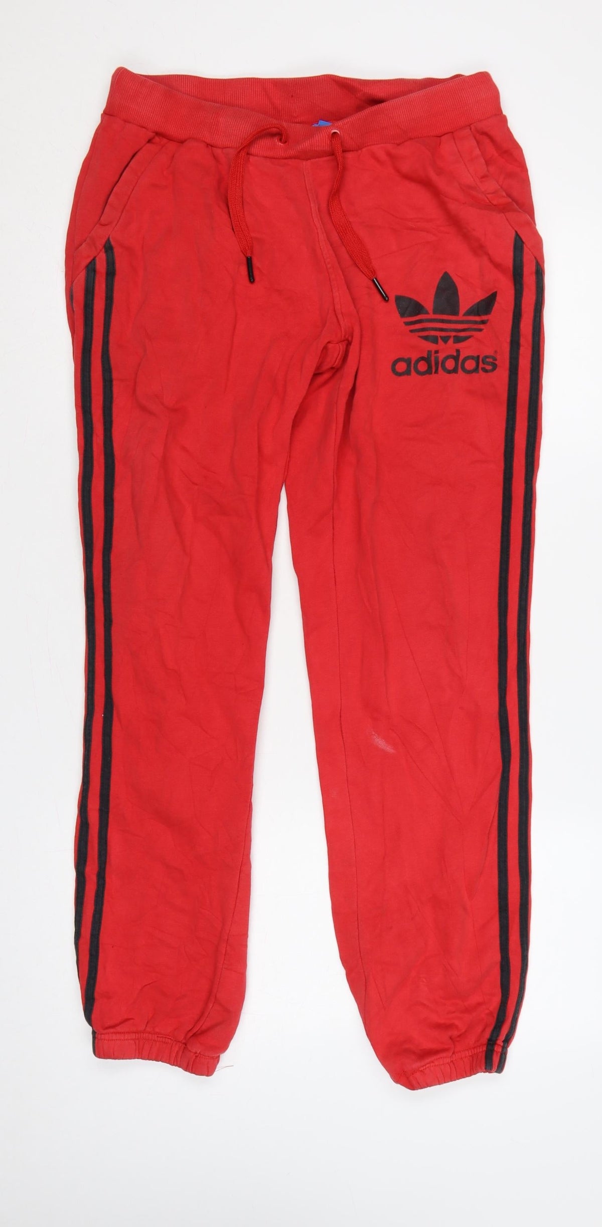 Back view of Adidas Men Red M Trefoil 3 Stripe Fleece Jogger Sweatpants