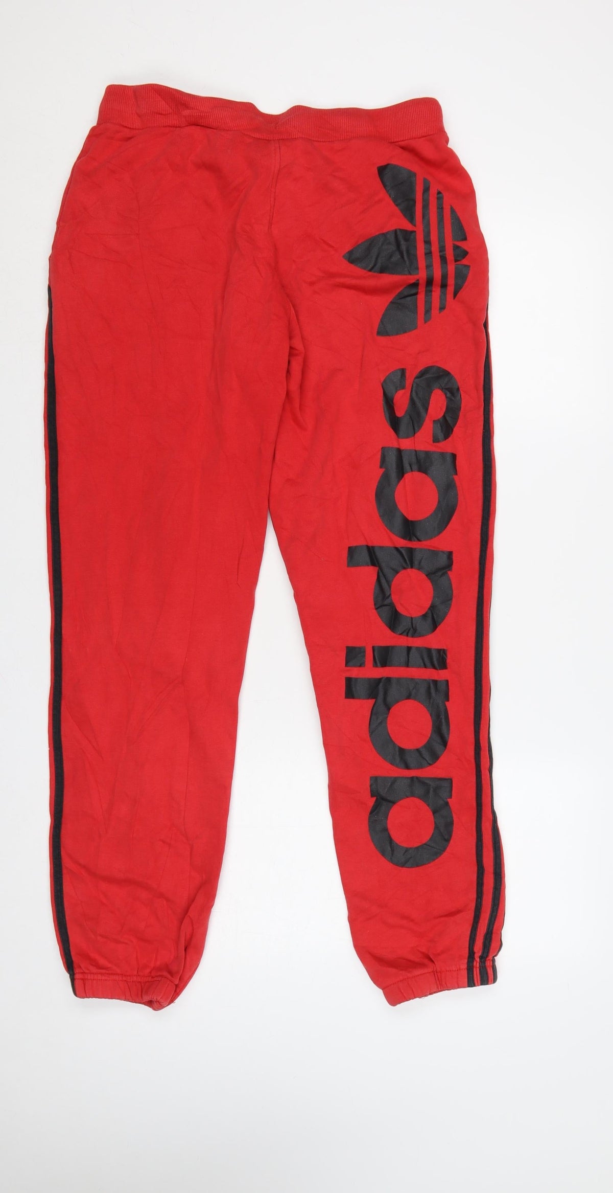 Brand and care label for Adidas Men Red M Trefoil 3 Stripe Fleece Jogger Sweatpants