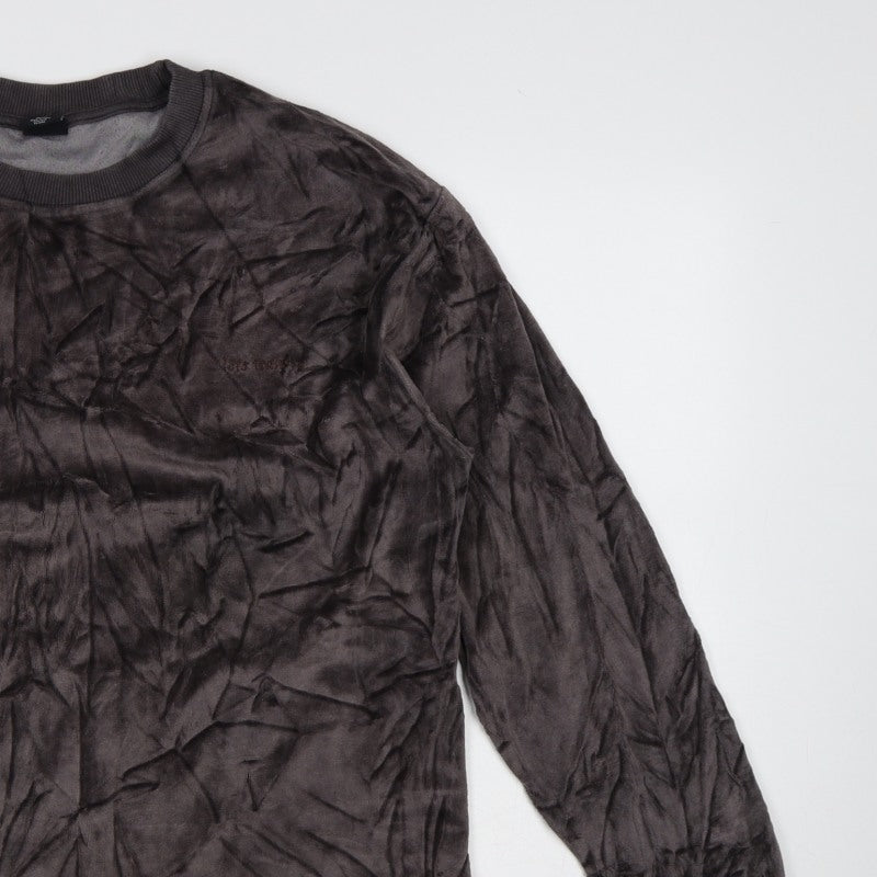 Additional view of Urban Outfitters Men Grey L Crushed Velvet Crew Neck Pullover Sweatshirt