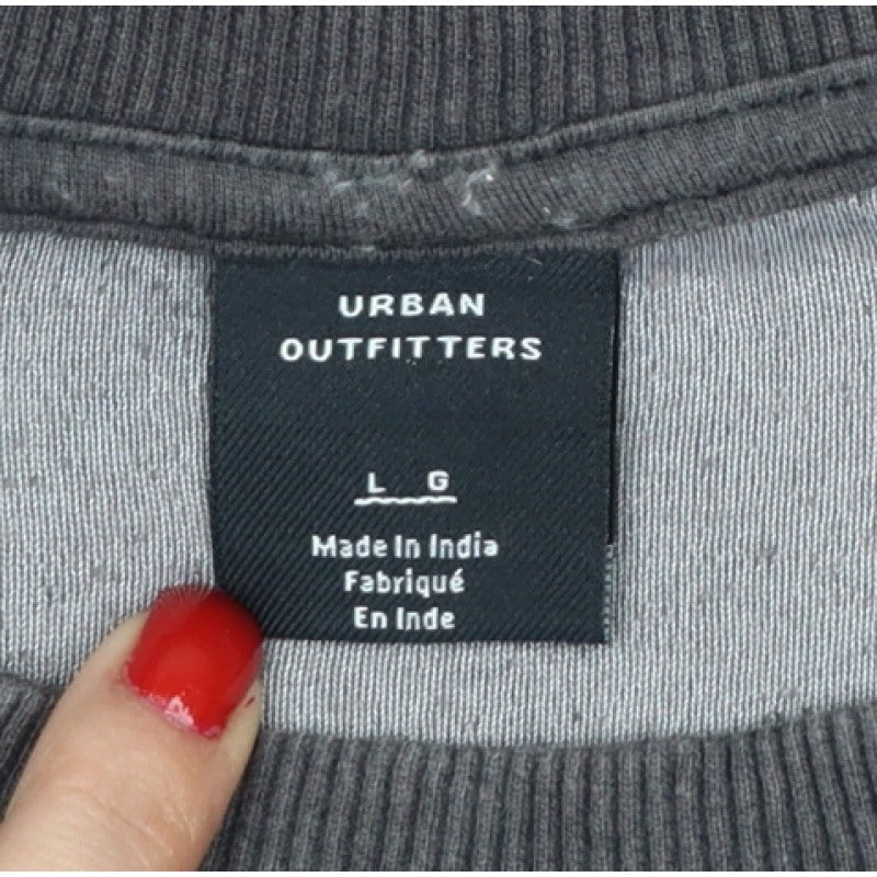 Additional view of Urban Outfitters Men Grey L Crushed Velvet Crew Neck Pullover Sweatshirt