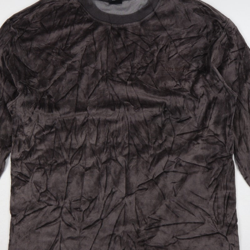Additional view of Urban Outfitters Men Grey L Crushed Velvet Crew Neck Pullover Sweatshirt