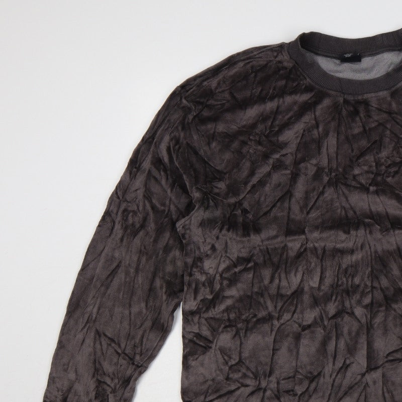 Additional view of Urban Outfitters Men Grey L Crushed Velvet Crew Neck Pullover Sweatshirt