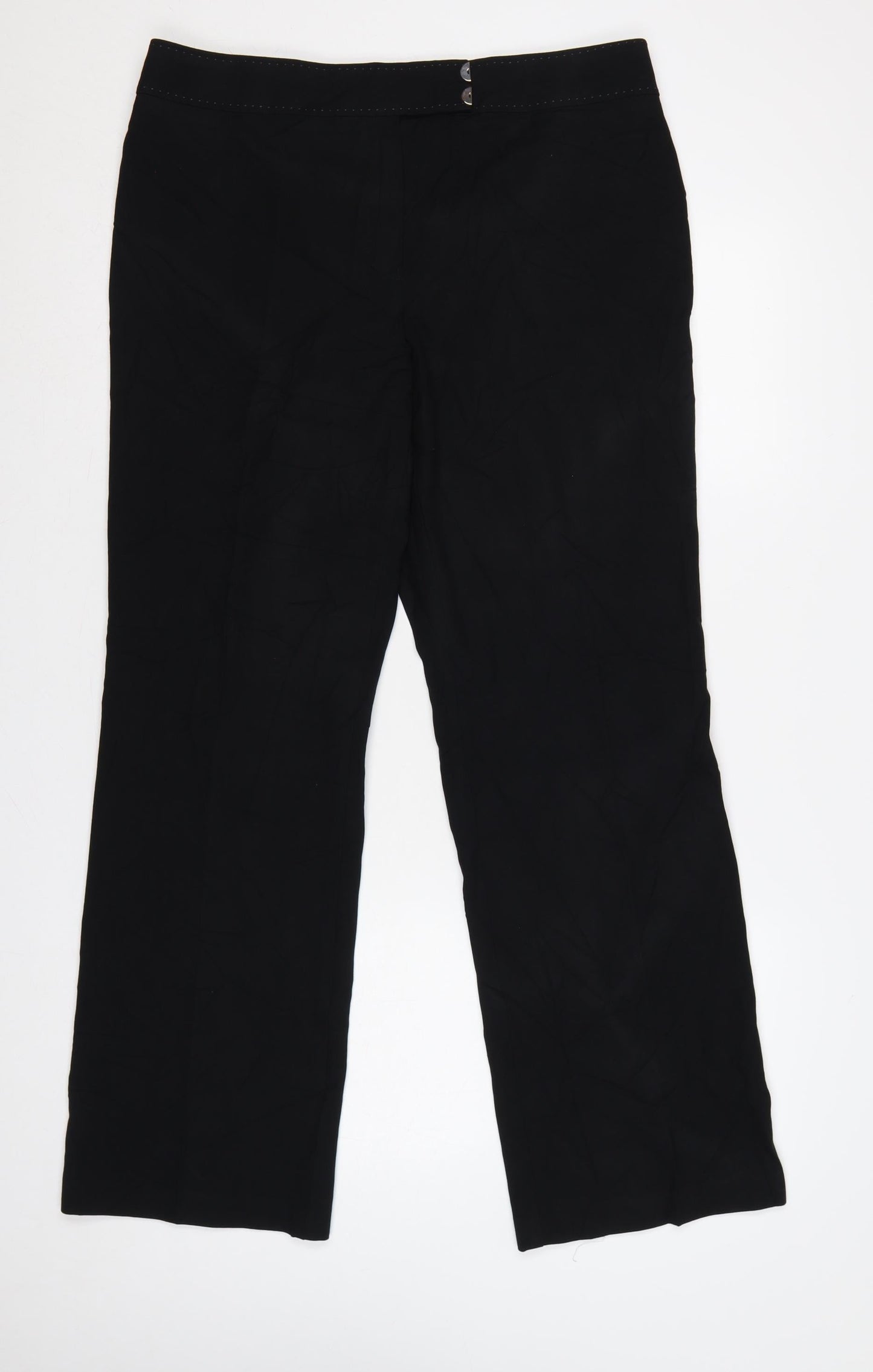 Marks & Spencer Women Black UK 16 Straight Leg Lined Trousers