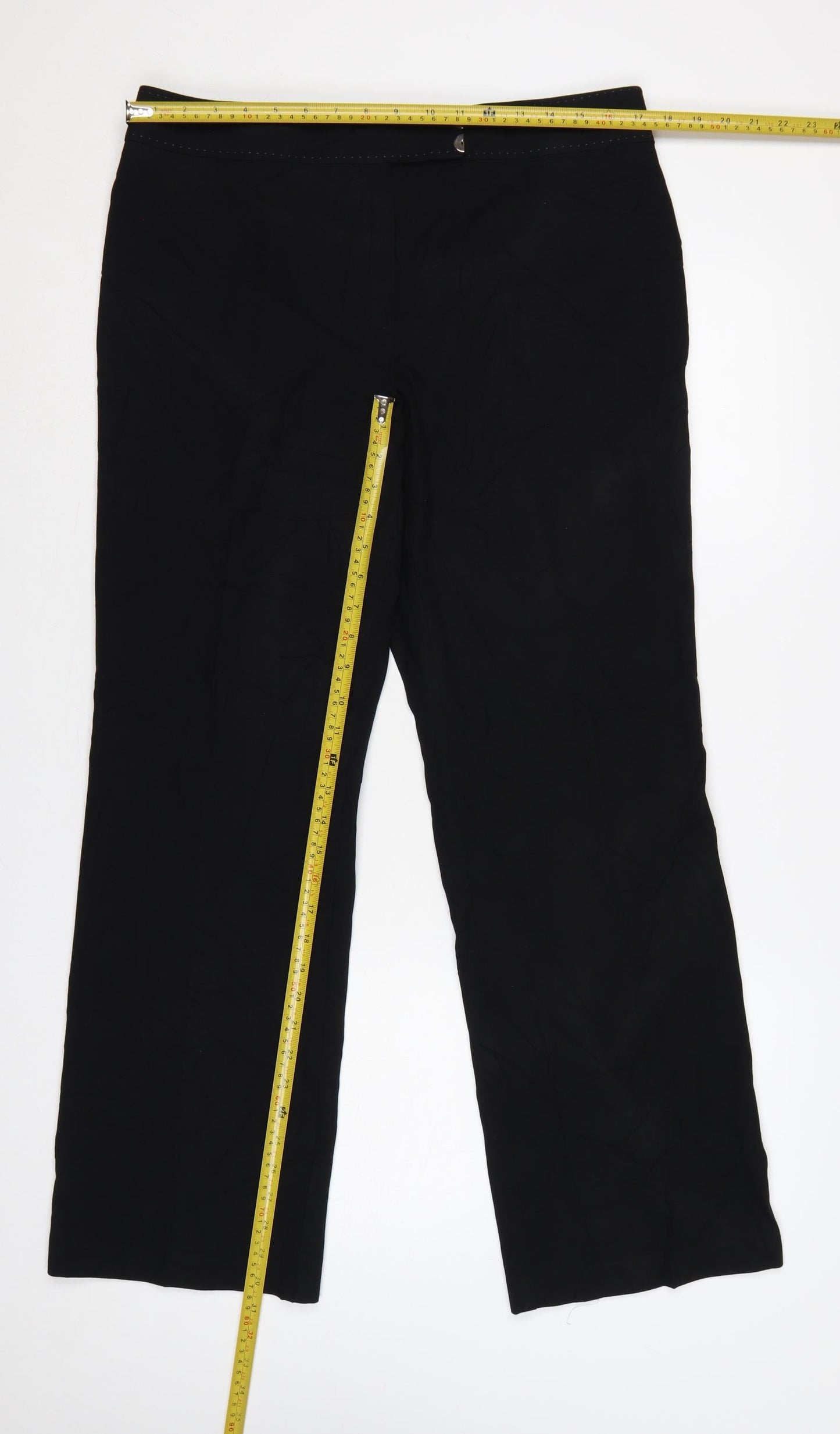 Marks & Spencer Women Black UK 16 Straight Leg Lined Trousers