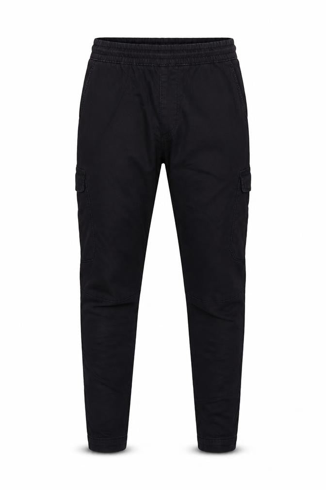 Front view of Pull&Bear Men’s Black M Cargo Jogger Trousers Drawstring