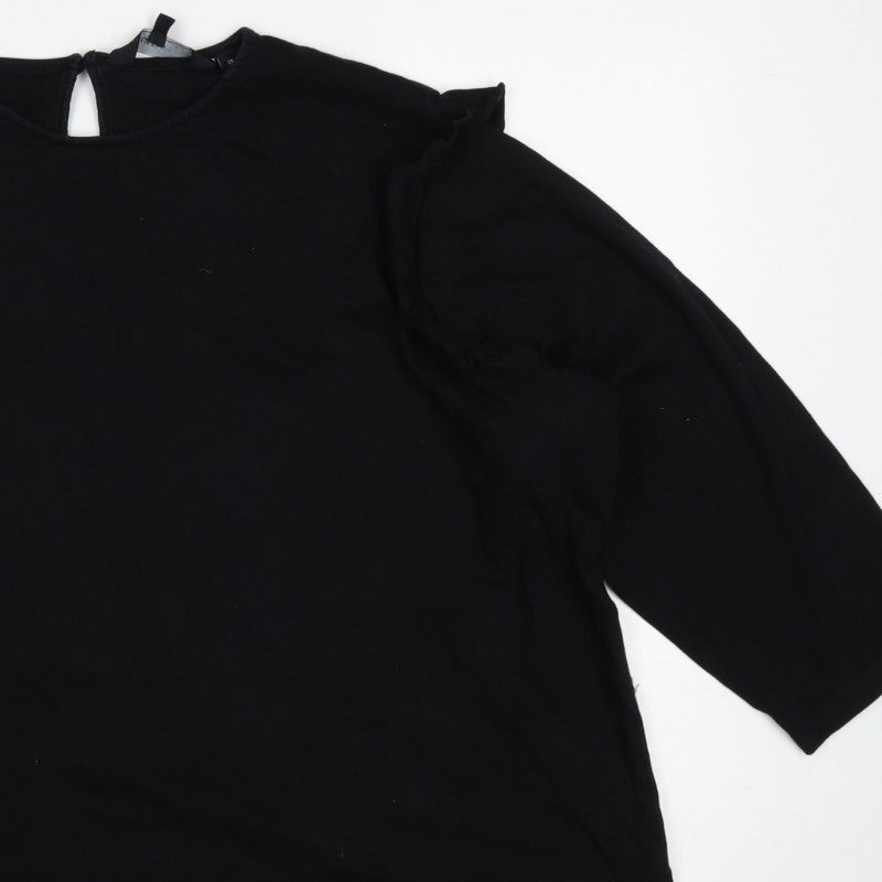 Capsule Women Black Size 26 Ruffle 3/4 Sleeve Jersey Blouse