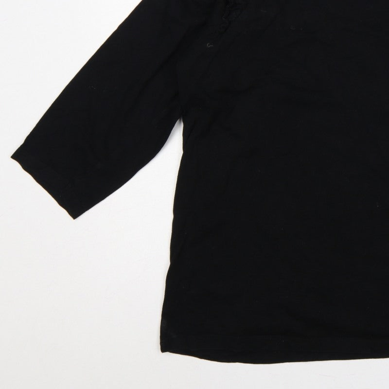 Capsule Women Black Size 26 Ruffle 3/4 Sleeve Jersey Blouse