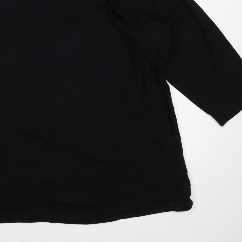 Capsule Women Black Size 26 Ruffle 3/4 Sleeve Jersey Blouse