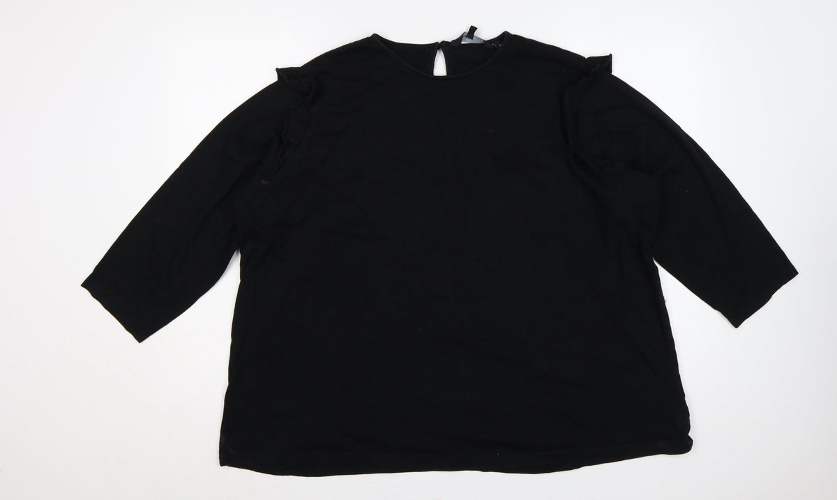 Capsule Women Black Size 26 Ruffle 3/4 Sleeve Jersey Blouse