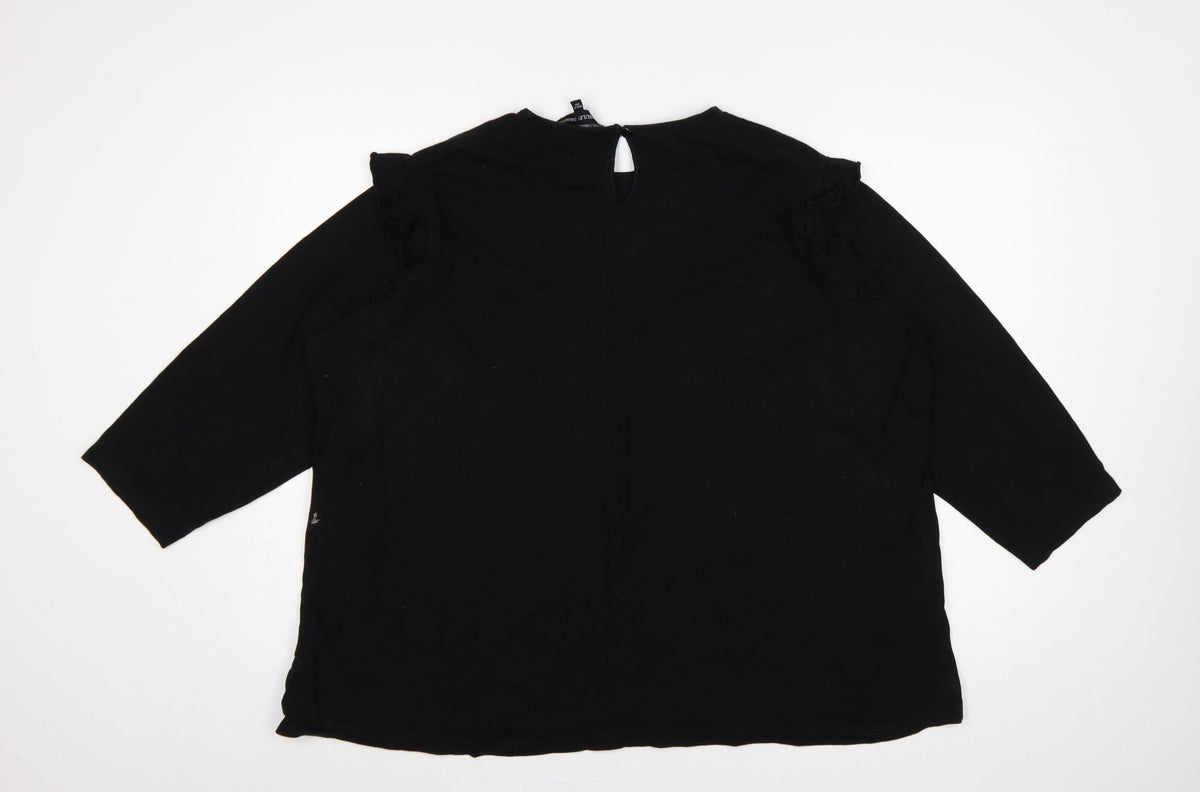 Capsule Women Black Size 26 Ruffle 3/4 Sleeve Jersey Blouse