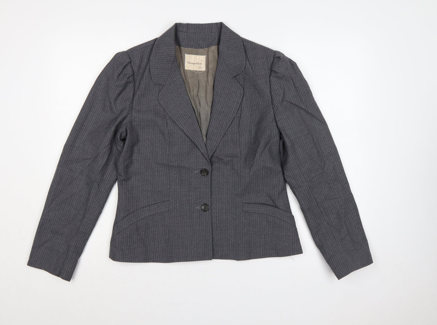 Carnegie Court Women’s Grey Pinstripe Wool Blazer UK 16 Tailored