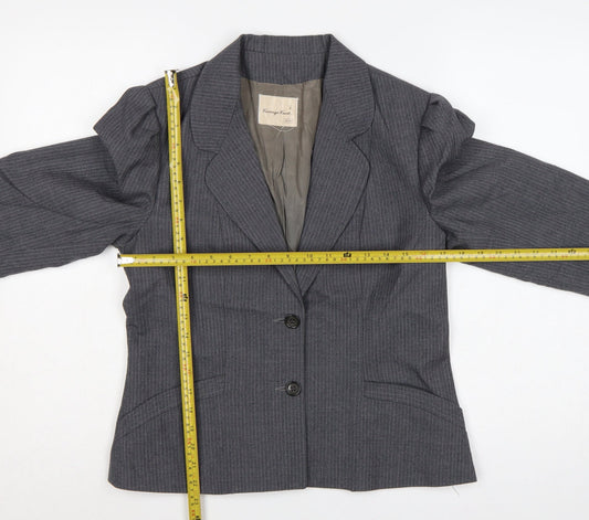 Carnegie Court Women’s Grey Pinstripe Wool Blazer UK 16 Tailored