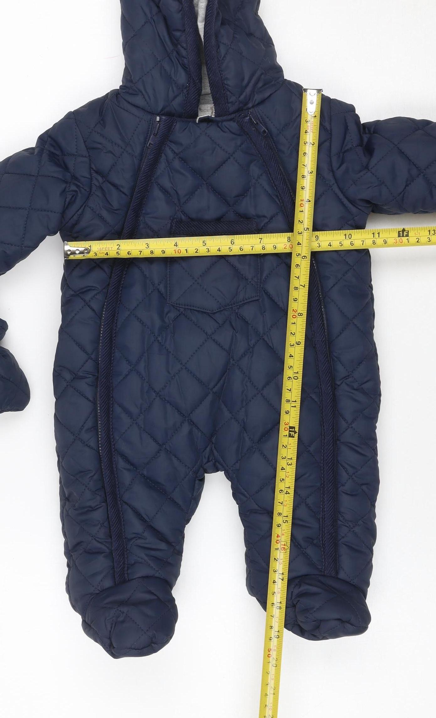 Mamas & Papas Unisex Baby Navy 0-3 Months Quilted Hooded Snowsuit