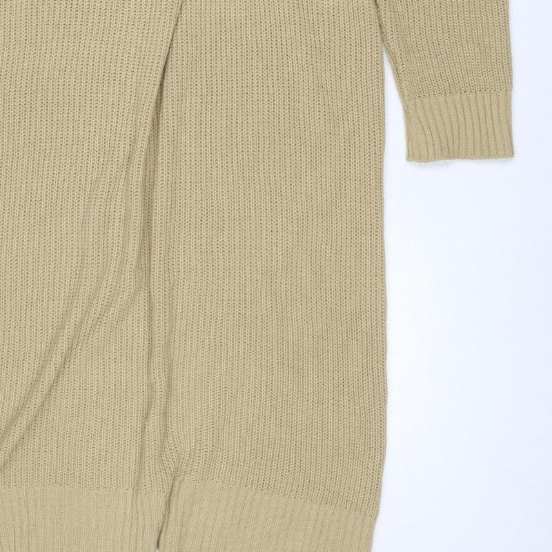Boohoo Women Beige UK 24 Knit Long Sleeve Pullover Jumper