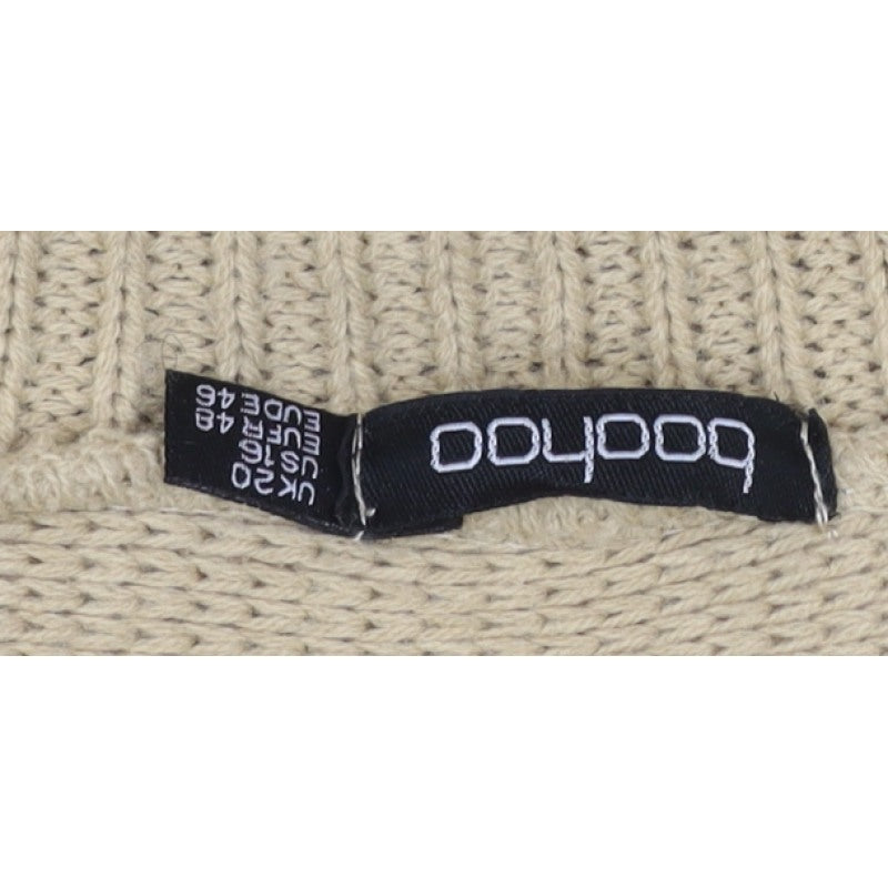 Boohoo Women Beige UK 24 Knit Long Sleeve Pullover Jumper