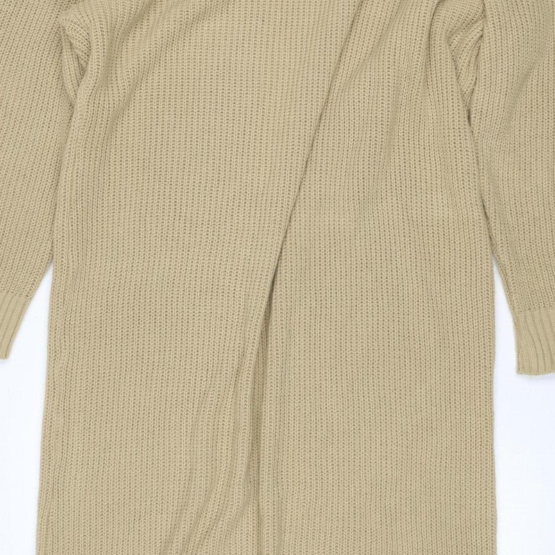 Boohoo Women Beige UK 24 Knit Long Sleeve Pullover Jumper