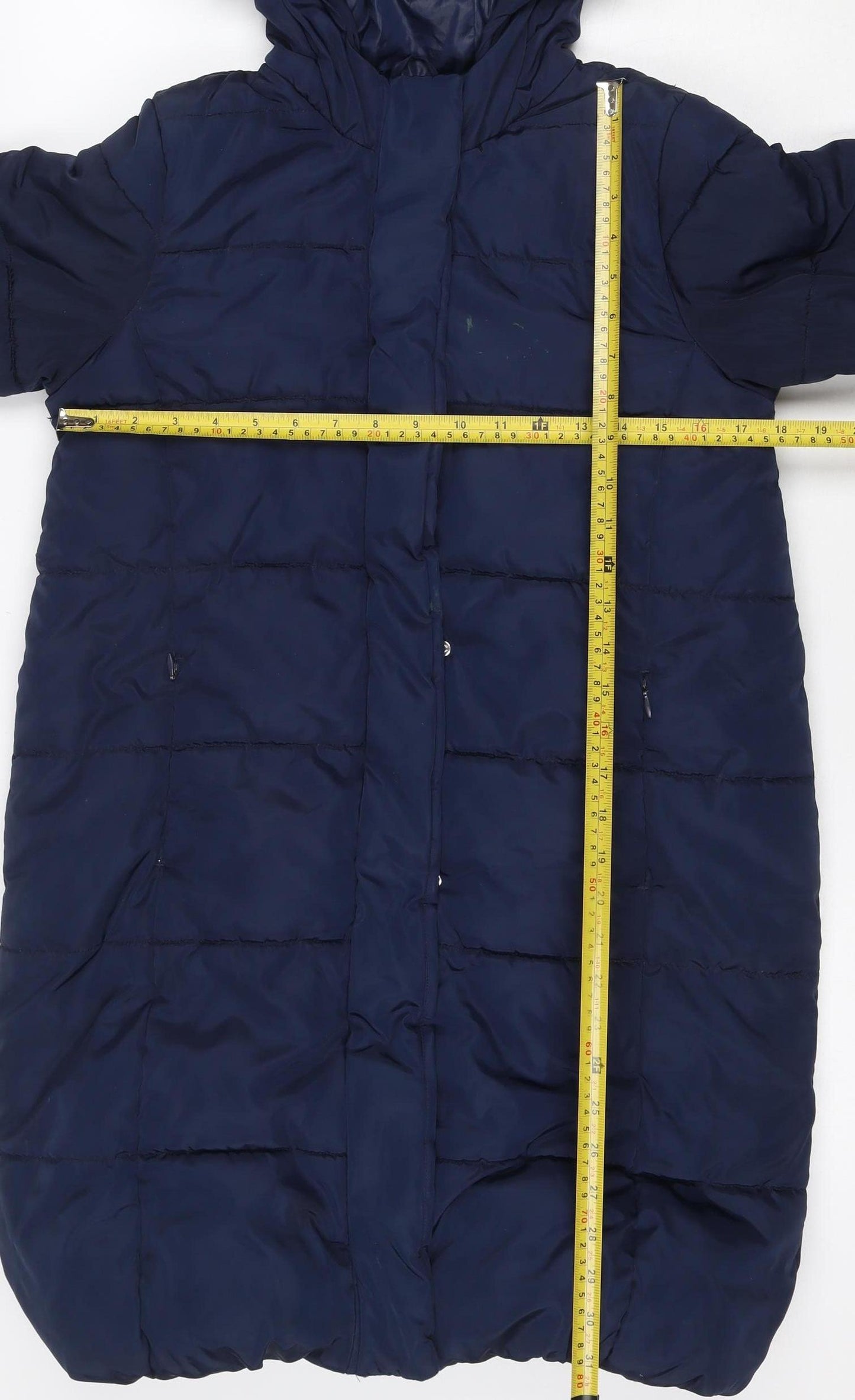 Marks & Spencer Girls Navy 13-14 Years Hooded Puffer Jacket Quilted