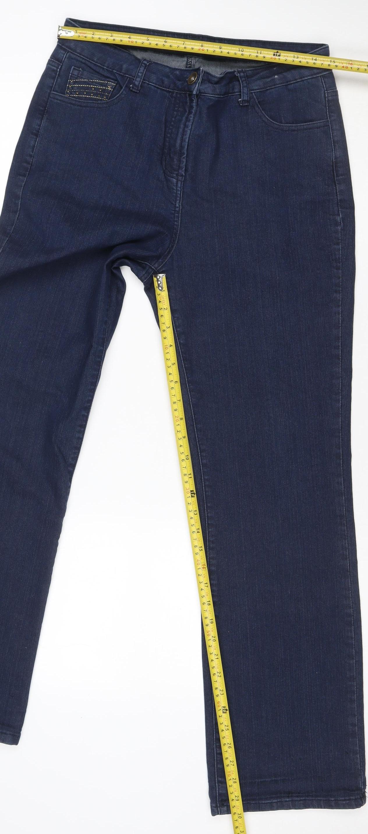 David Emanuel Women’s Blue Bootcut Stretch Jeans UK 14 Dark Wash