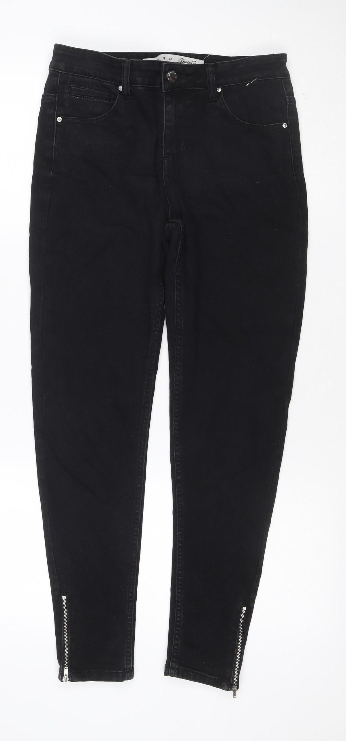 Denim Co. Women’s Black UK 12 Skinny Stretch Jeans Ankle Zip