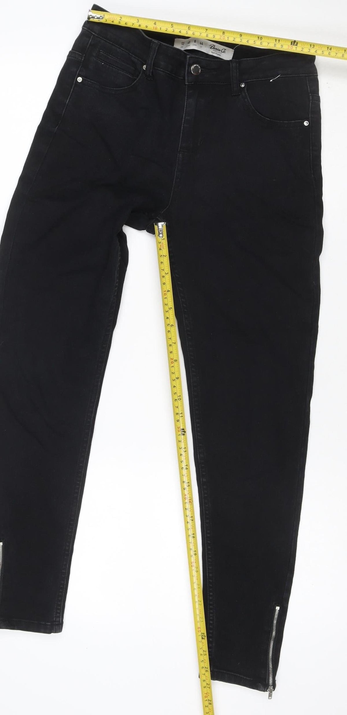 Denim Co. Women’s Black UK 12 Skinny Stretch Jeans Ankle Zip