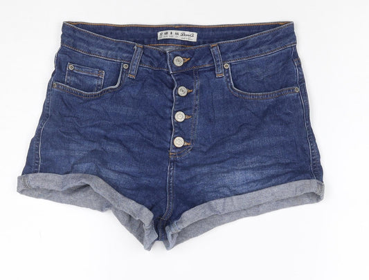 Additional front view of Denim Co. Women’s Blue High Rise Stretch Denim Shorts UK 12 Cuffed