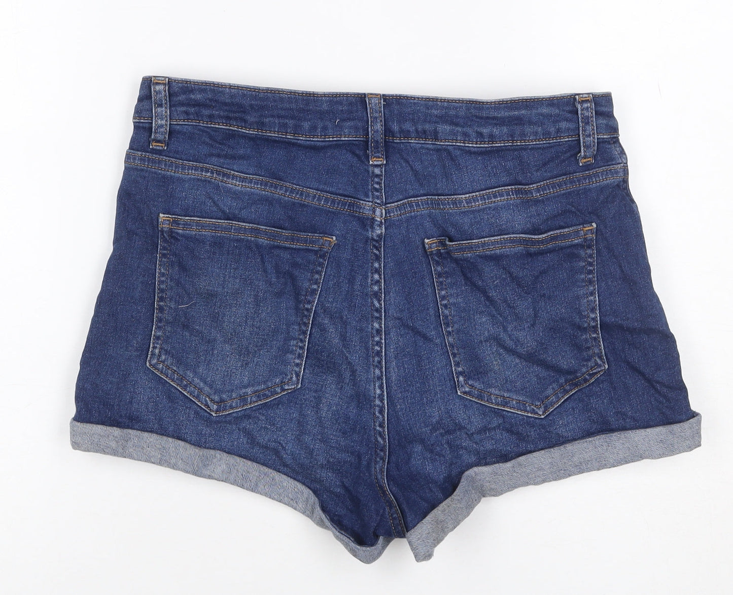 Denim Co. Women’s Blue High Rise Stretch Denim Shorts UK 12 Cuffed