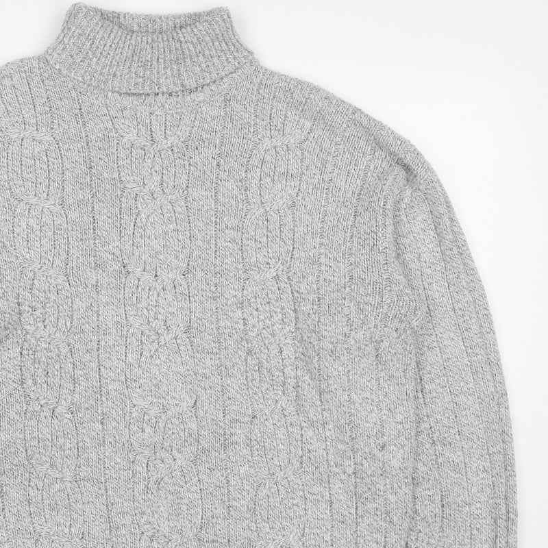 Bexley Women Grey M Cable Knit Roll Neck Chunky Pullover Jumper