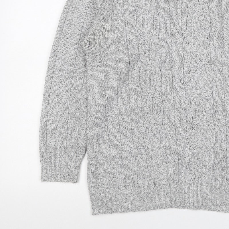 Bexley Women Grey M Cable Knit Roll Neck Chunky Pullover Jumper