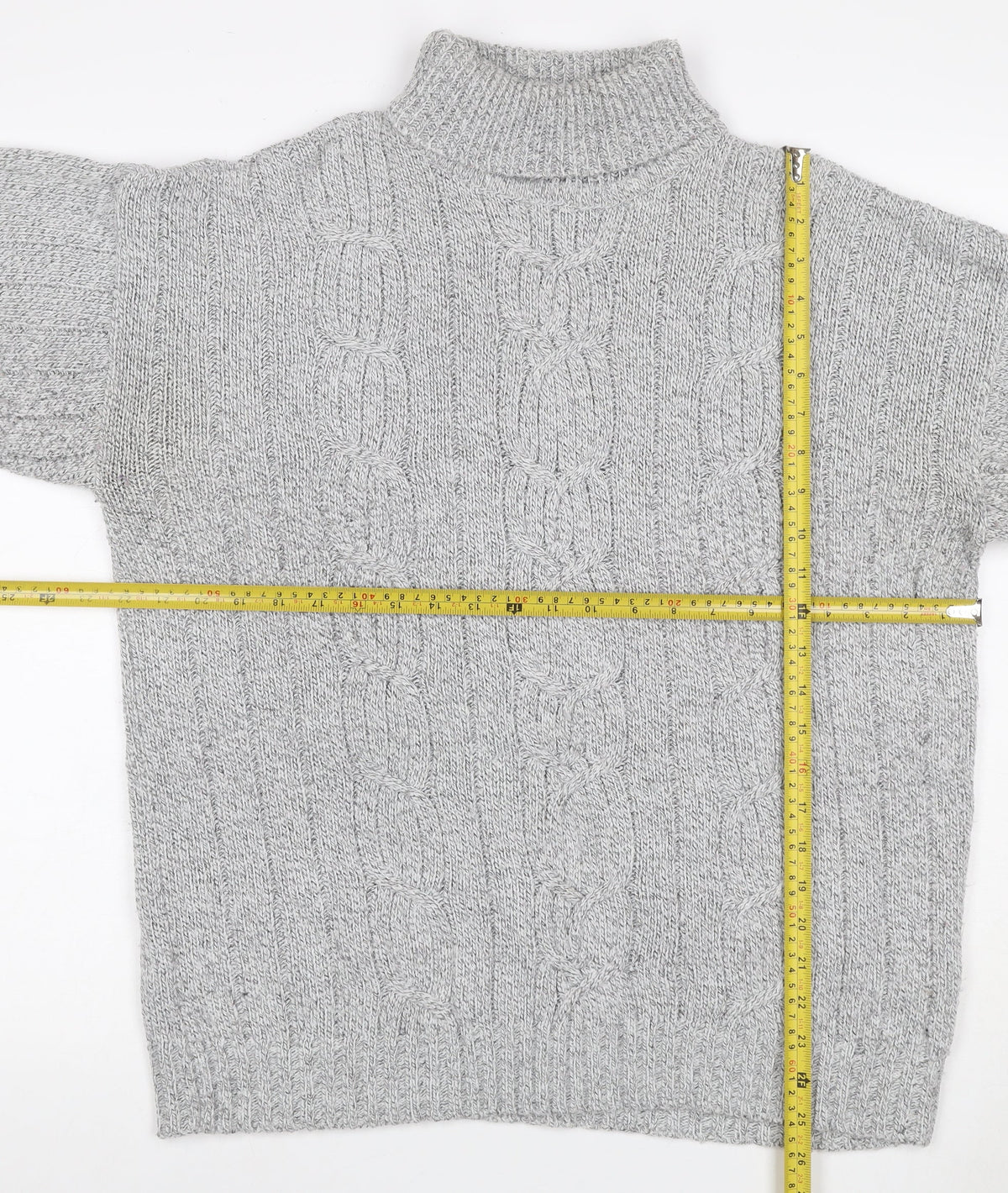 Bexley Women Grey M Cable Knit Roll Neck Chunky Pullover Jumper