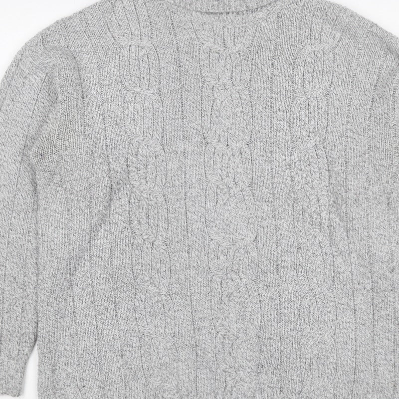 Bexley Women Grey M Cable Knit Roll Neck Chunky Pullover Jumper