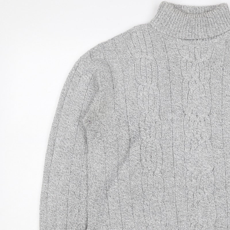 Bexley Women Grey M Cable Knit Roll Neck Chunky Pullover Jumper