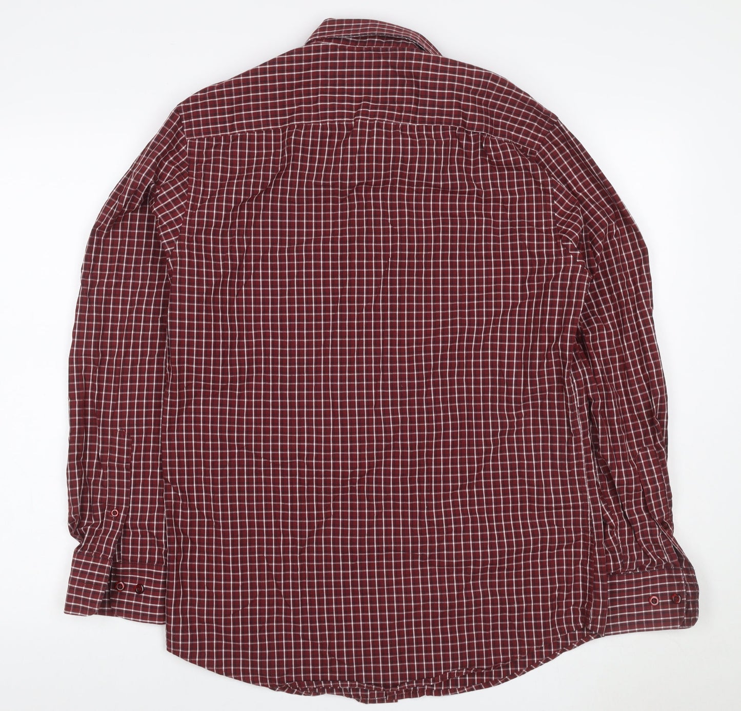 Dunnes Stores Men Red Check Slim Fit Button-Down Shirt Size M